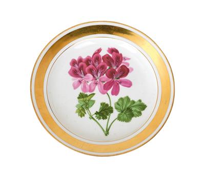 A Botanical Plate “Pelargonium Eugenianum”, Vienna, - Furniture; Works of Art; Glas and Porcelain