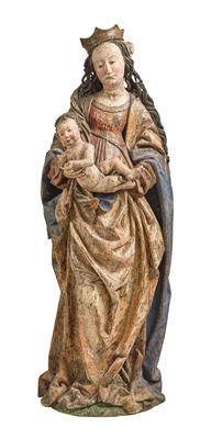 Gotische Madonna mit Kind, - Möbel; Antiquitäten und Metallarbeiten; Glas und Porzellan