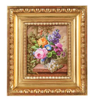 A Josef Fischer Porcelain Painting with Still Life of Flowers, Vienna, - Furniture; Works of Art; Glas and Porcelain