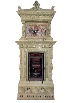 A Tiled Stove with a Historical Scene Depicting “Jakob Fugger Burning His Numerous Promissory Notes before the Eyes of Emperor Charles V.”, - Mobili e Antiquariato