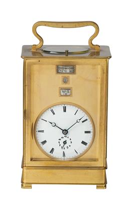 A Neo-Classical Travel Alarm with Complete Calendar in a Case, - Furniture; Works of Art; Glas and Porcelain
