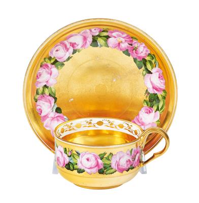 A Small Teacup with a Saucer, Vienna, - Furniture; Works of Art; Glas and Porcelain