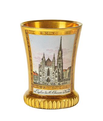 Kothgasser-Ranftbecher mit der Ansicht der Domkirche zu St. Stephan in Wien, - Möbel; Antiquitäten und Metallarbeiten; Glas und Porzellan