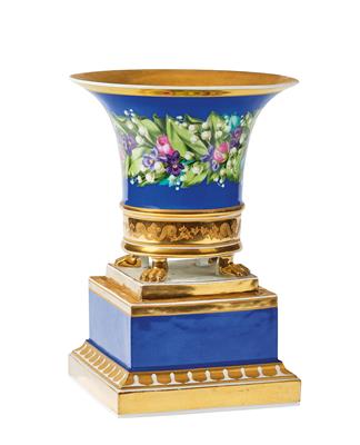 A Crater Vase with Flowers and Base, Vienna, - Furniture; Works of Art; Glas and Porcelain