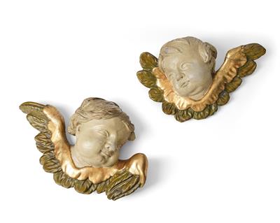A Pair of Baroque Angels’ Heads, - Furniture; Works of Art; Glas and Porcelain