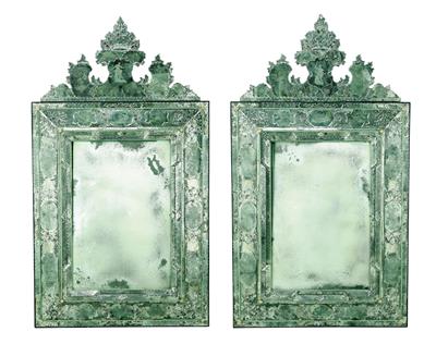 Paar große venezianische Wandspiegel, - Möbel; Antiquitäten und Metallarbeiten; Glas und Porzellan