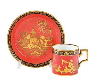 A Cup and Saucer with Golden Chinoiseries, Vienna - Furniture; Works of Art; Glas and Porcelain