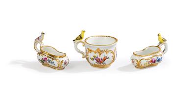 3 Schnapps Cups in the Form of Miniature Bourdalous and One Handle Cup, Imperial Manufactory, Vienna c. 1780, (from a Viennese Collection) - Anitiquariato e mobili