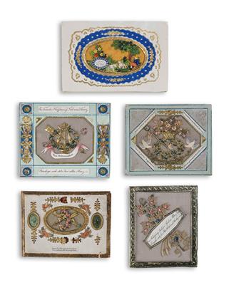 4 Biedermeier Greeting Cards, (from a Viennese Collection) - Starožitnosti a nábytek