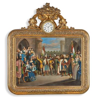 A Biedermeier Pictorial Clock with Musical Mechanism, - Anitiquariato e mobili