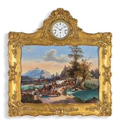 A Biedermeier Pictorial Clock with Musical Mechanism, - Antiques & Furniture