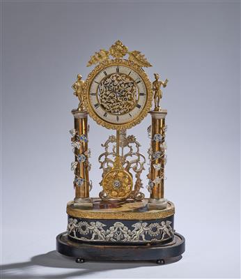 A Biedermeier Anniversary Clock with Musical Mechanism and Glass Dome, - Anitiquariato e mobili