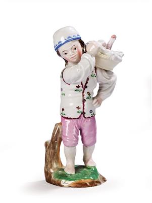 A Boy with a Basket on His Shoulder, Damm c. 1845/50, (from a Viennese Collection) - Antiques & Furniture