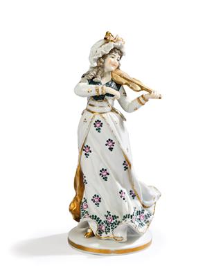 Mädchen mit Violine, Rudolstadt-Volkstedt, 1. Viertel 20. Jh., (aus einer Wiener Sammlung) - Antiquitäten & Möbel