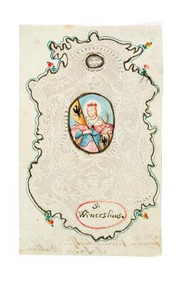 A Paper Lace Miniature, St. Wenceslaus, - Starožitnosti a nábytek