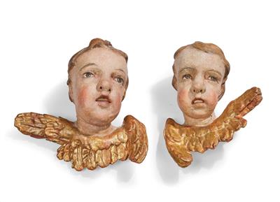 A Pair of Baroque Angels’ Heads, - Starožitnosti a nábytek