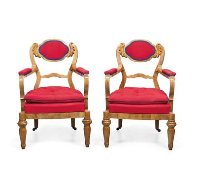 A Pair of Biedermeier Armchairs, - Antiques & Furniture
