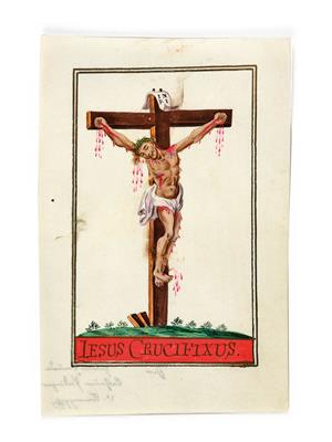 A Picture on Vellum, Jesus Crucifixus, - Antiques & Furniture