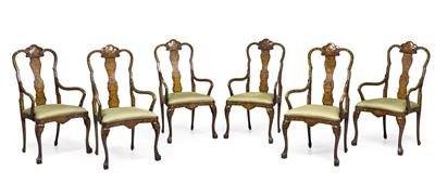 A Set of 6 Armchairs, in Dutch Baroque Style, - Starožitnosti a nábytek