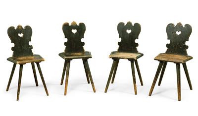 A Set of Four Rustic Plank Chairs, (from a Viennese Collection) - Anitiquariato e mobili