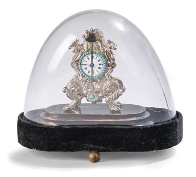 A Silver Miniature Zappler Clock from Vienna, - Antiques & Furniture