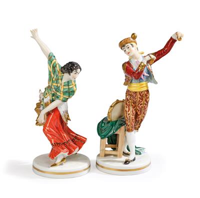 A Spanish Female Dancer and a Male Dancer with Castanets, Dressel, Kister & Cie., Passau 1907-20, (from a Viennese Collection) - Starožitnosti a nábytek