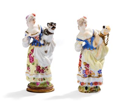Two Bottles Depicting a Lady with Pug, German, 19th Century, (from a Viennese Collection) - Antiques & Furniture