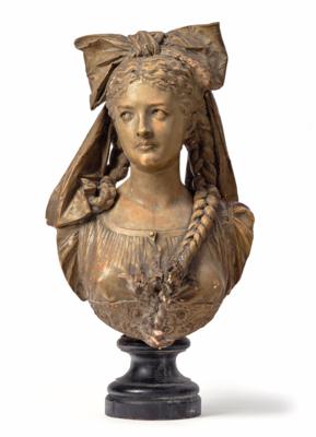 Albert Ernest Carrier-Belleuse (France 1824 – 1887) - Bust of a Young Lady with Bow, - Nábytek, starožitnosti, sklo a porcelán