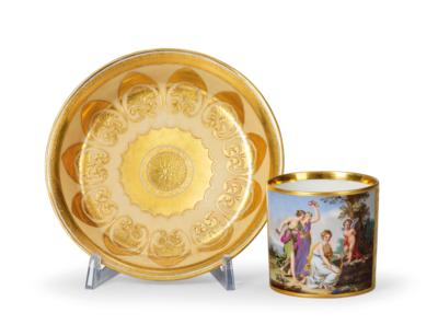 Bild-Tasse "gefesselter Amor"nach Angelika Kauffmann, Kaiserliche Manufaktur Wien 1805, - Möbel; Antiquitäten & Metallarbeiten; Glas & Porzellan