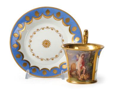 A Picture Cup with Allegory and a Saucer, Imperial Manufactory Vienna c. 1819, - Furniture, Works of Art, Glass & Porcelain
