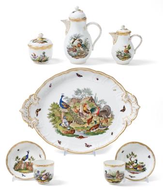 A Coffee Dejeuner Service with “Poultry”, KPM-Berlin c. 1870, - Furniture, Works of Art, Glass & Porcelain