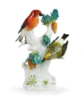 A Crossbill Group, Meissen c. 1960, - Nábytek, starožitnosti, sklo a porcelán