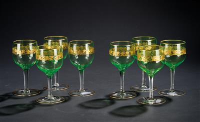 Green Rhine Wine Glasses by Lobmeyr, Vienna, - Nábytek, starožitnosti, sklo a porcelán