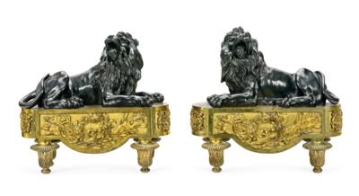 A Pair of Andirons, - Furniture, Works of Art, Glass & Porcelain