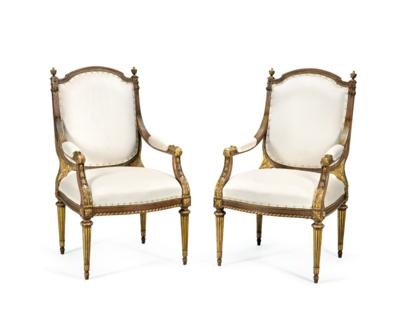 A Pair of Neo-Classical Armchairs, - Nábytek, starožitnosti, sklo a porcelán