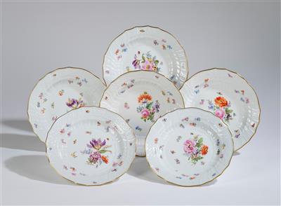 Dinner Plates with “New Brandenstein” Relief, 6 Elements, Meissen, Second Half of the 19th Century, - Nábytek, starožitnosti, sklo a porcelán