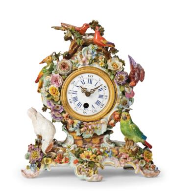 A Table Clock with Six Birds and a Nest with Eggs, Meissen, Second Half of the 19th Century, - Nábytek, starožitnosti, sklo a porcelán