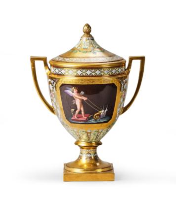 A Vase in Empire Style with Cover, Imperial Manufactory Vienna c. 1799, - Furniture, Works of Art, Glass & Porcelain