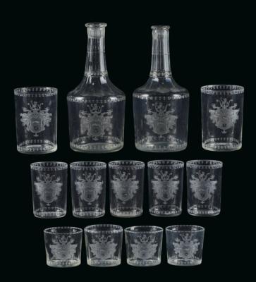 Armorial Glasses with Star and Crescent Moon, Bohemia c. 1800, - Nábytek, starožitnosti, sklo a porcelán