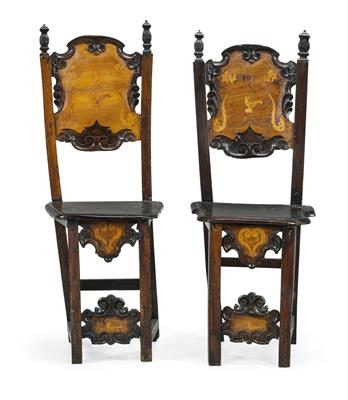 2 Early Baroque Plank Chairs, - La collezione Edita Gruberová