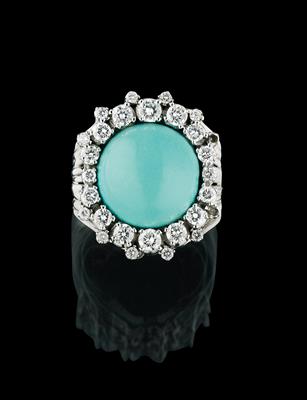 A Brilliant Ring with Treated Turquoise - The Edita Gruberová Collection
