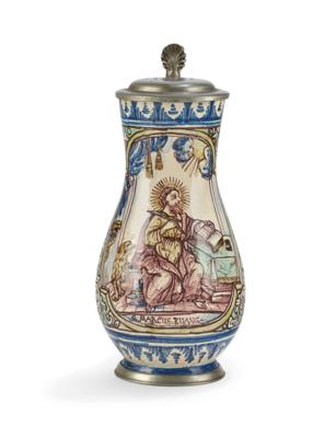 A Pear-Shaped Stein (Birnkrug) “S. Marcus”, Gmunden, Dated 1755, - Mobili; oggetti d'antiquariato; vetro e porcellana