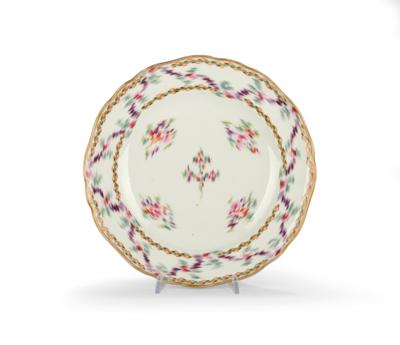 A Design Plate with “Chintz Pattern”, Imperial Manufactory Vienna c. 1760, - Furniture; works of art; glass and porcelain