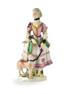 An Elegant Shepherdess with Sheep, Imperial Manufactory Vienna c. 1760, - Mobili; oggetti d'antiquariato; vetro e porcellana