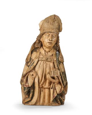 A Gothic Terracotta Bust of a Bishop, - Furniture; works of art; glass and porcelain