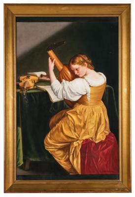 Großes eindrucksvolles Porzellan-Bild mit “Lautenspielerin” nach Caravaggio Michelangelo Merisi, signiert F. Wagner Wien, KPM-Berlin 1906, - Möbel; Antiquitäten; Glas und Porzellan