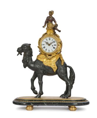 A Small “Au Bon Sauvage” Ormolu Mantel Clock “Camel with African Girl”, - Nábytek; starožitnosti; sklo a porcelán