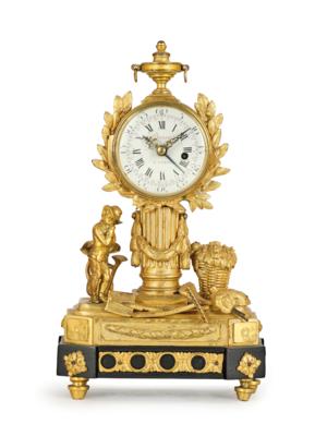 A Small Louis XVI Bronze Table Clock, “Bauve à Paris”, - Mobili; oggetti d'antiquariato; vetro e porcellana