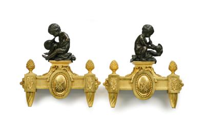 A Pair of Large Andirons, - Mobili; oggetti d'antiquariato; vetro e porcellana