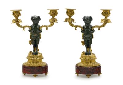 A Pair of Dainty Faun Girandoles, - Nábytek; starožitnosti; sklo a porcelán